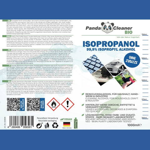 PandaCleaner Isopropanol 99,97% - Reinigungsalkohol zur Reinigung